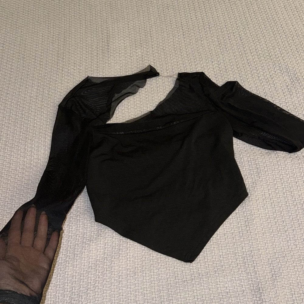 Beautiful mesh black crop